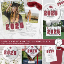 Classic Photo Red Graduation Party Class Of 2025