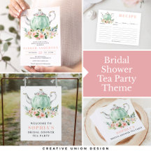 Bridal Shower Tea Party Theme - Floral Tea Pot 