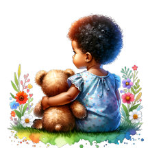 Baby Girl of Color Teddy Bear Baby Shower