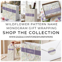 Wildflower Pattern Name Monogram Gift Wrapping