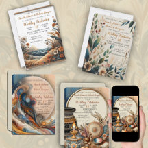 Bohemian mix of teal, magenta, purple on creams