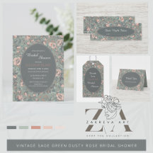 Vintage Sage Green Dusty Rose Bridal Shower