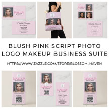 Blush Pink Script Photo Logo Makeup Business Suite