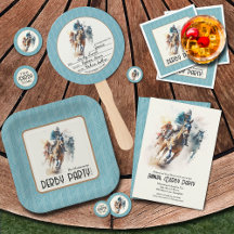 DERBY HORSES & JOCKEYS TURQUOISE PARTY COLLECTION