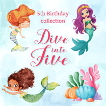 Dive into Five Mermaid Girls 5th Birthday