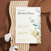 Elegant White & Green Baby Shower Invitation