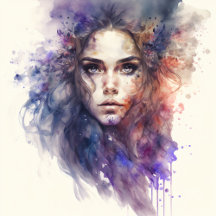 Woman Face Abstract Watercolor