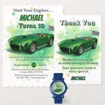 10 Year Old Birthday Party Green Racing Car