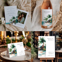 Beach Tropical Watercolor Wedding Invitation