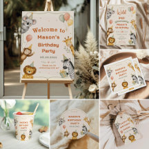 Safari Animals Watercolor Birthday Party