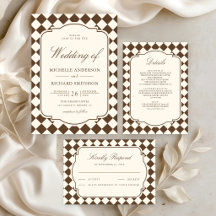 Old Money Ivory Brown Checkered Wedding Suite