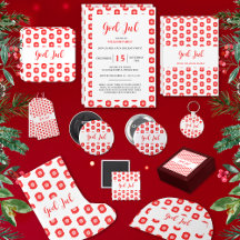 God Jul Scandinavian Red White Pattern Christmas