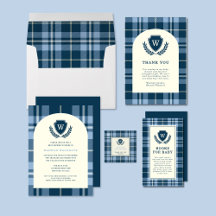 Classic Monogram Navy Blue Plaid Baby Boy Shower