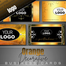 Business Cards Logo Ornate Squiggly Orange