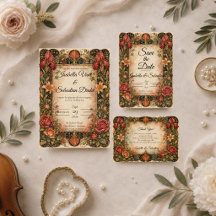 Elegant Art Nouveau Black Floral Wedding