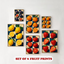 Bold Fruit Kitchen Wall Art, Set of Fruit Posters
