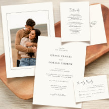 Simple Neutral Ivory Wedding Invitation Suite
