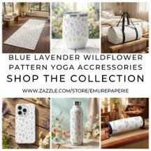 Blue Lavender Wildflower Pattern Yoga Accessories