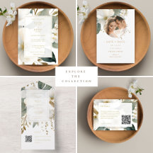White and Ivory Flowers Watercolor Wedding Suite