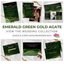 Gold Green Agate Wedding Paper Suite