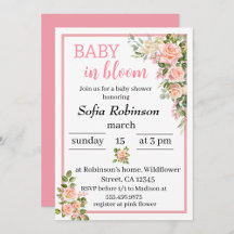 pink floral baby in bloom baby girl shower 
