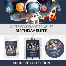 Outerspace Planets Blue First Birthday