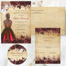 Vintage Princess Red Butterfly Quinceañera Sweet16