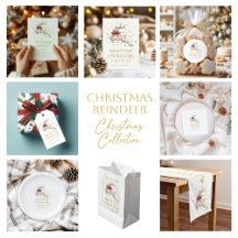 Cute Gold White Christmas Reindeer