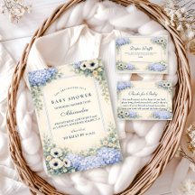 Vintage Hydrangea Floral Frame Baby Shower