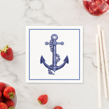 Blue And White Nautical Anchor Coastal Decor