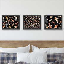 Abstract Zen Japanese Garden Koi Fish Design