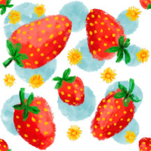 Strawberries & Daisies Watercolor