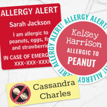 Kids Adhesive Waterproof Custom Allergy Labels