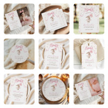 Pink Floral Coquette Bow Bunny Birthday