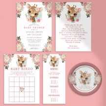 Floral Giraffe Girl Baby Shower Collection