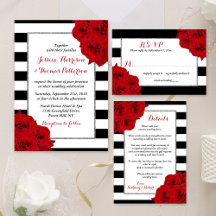 Chic Modern Luxe Red Roses & Silver Foil Wedding