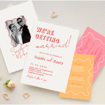 Retro Wavy Handwritten Wedding invitation