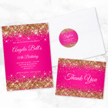 Gold Glitter Hot Pink Birthday - Adult