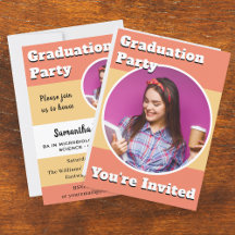 Modern Peach Graduation Cards, Gifts & Party