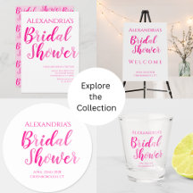 Bridal Shower Hot Pink Typography Modern Party