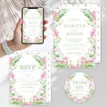 Modern Bohemian Hot Pink Floral Garden Wedding