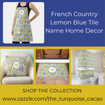 French Country Lemon Blue Tile Name Home Decor