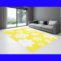 White Floral on Yellow