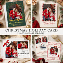 Elegant Bow Christmas photo Holiday Cards