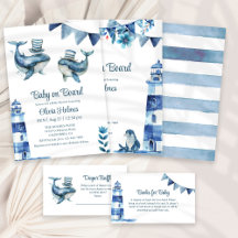 Cute Navy Nautical Baby Shower Collection