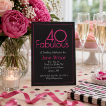 Pink and Black Modern 40 Fabulous Birthday Suite.