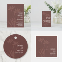 Terracotta Brown Modern Floral Silhouette Wedding