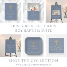 Dusty Blue Religious Boy Baptism Suite