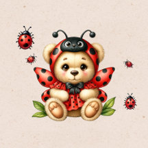 Cute Teddy Bear Dressed Like A Ladybug