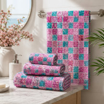 Pink Turquoise Glitter Mosaic Sparkly Glam 